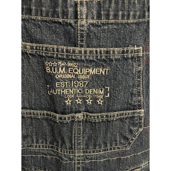 B.U.M. Equipment Denim Overalls Womens Small Blue Bib Carpenter X-Back 90s Y2K - Picture 2 of 9